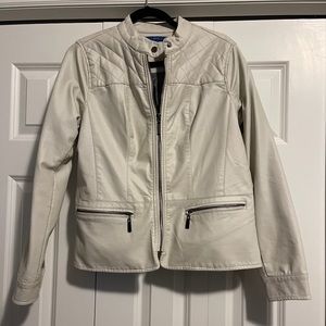 Cream Leather Jacket